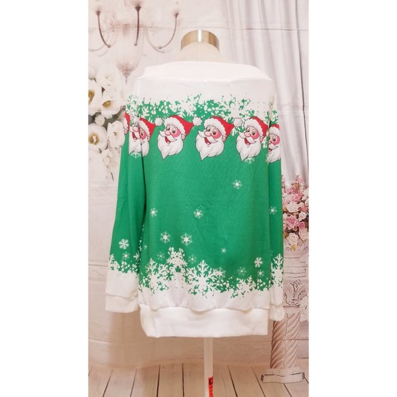 Christmas Women Jumper Sweater Off Shoulder Long Sleeve Pullover Top Sweatshirt - Picture 7 of 9
